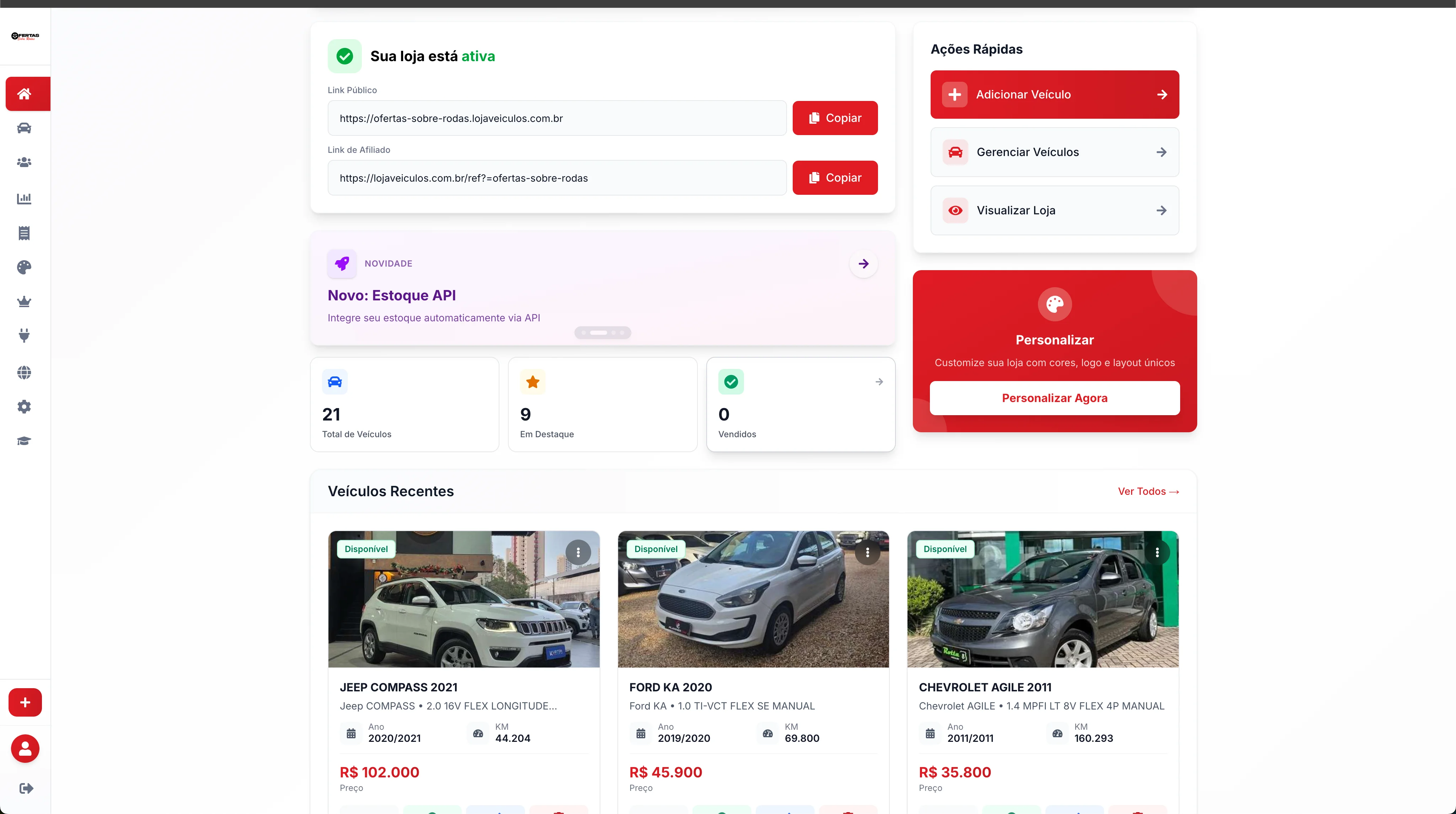 Site de loja de veículos em múltiplos dispositivos